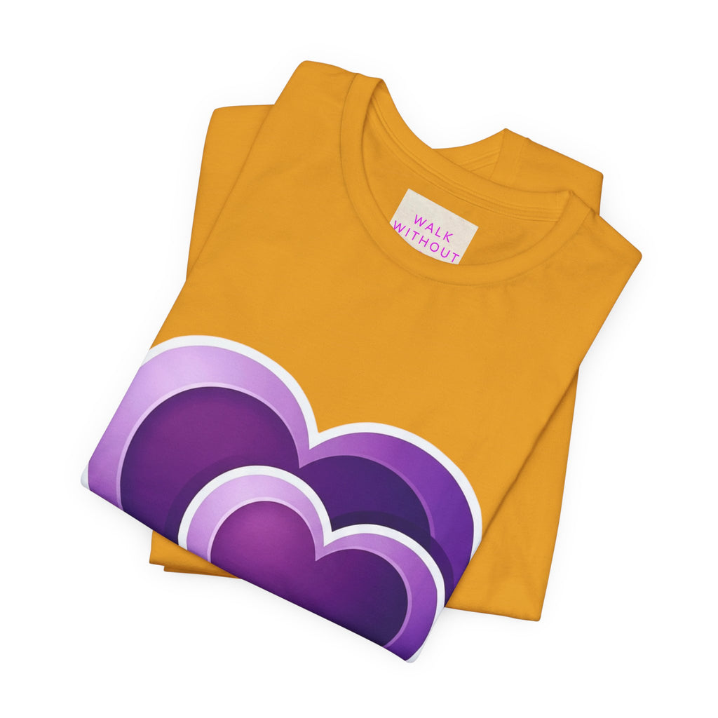 Purple Layered Hearts T-Shirt — Romantic Graphic Tee for Valentine’s Day & Everyday