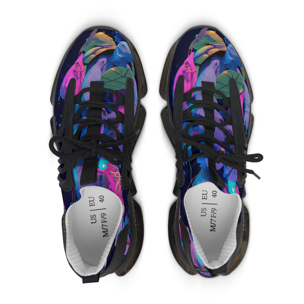 Women’s Mesh Sneakers — Colorful Floral Abstract Athletic Shoes