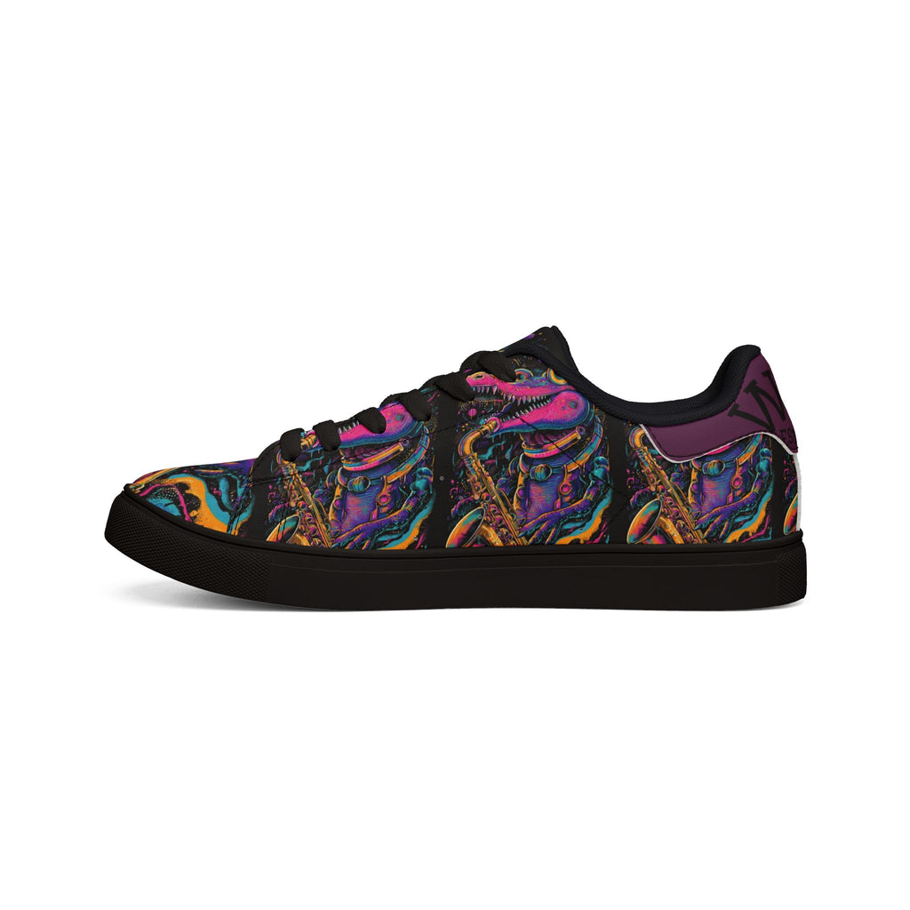 Low-Top Sneakers — Neon Saxophone Musician Print