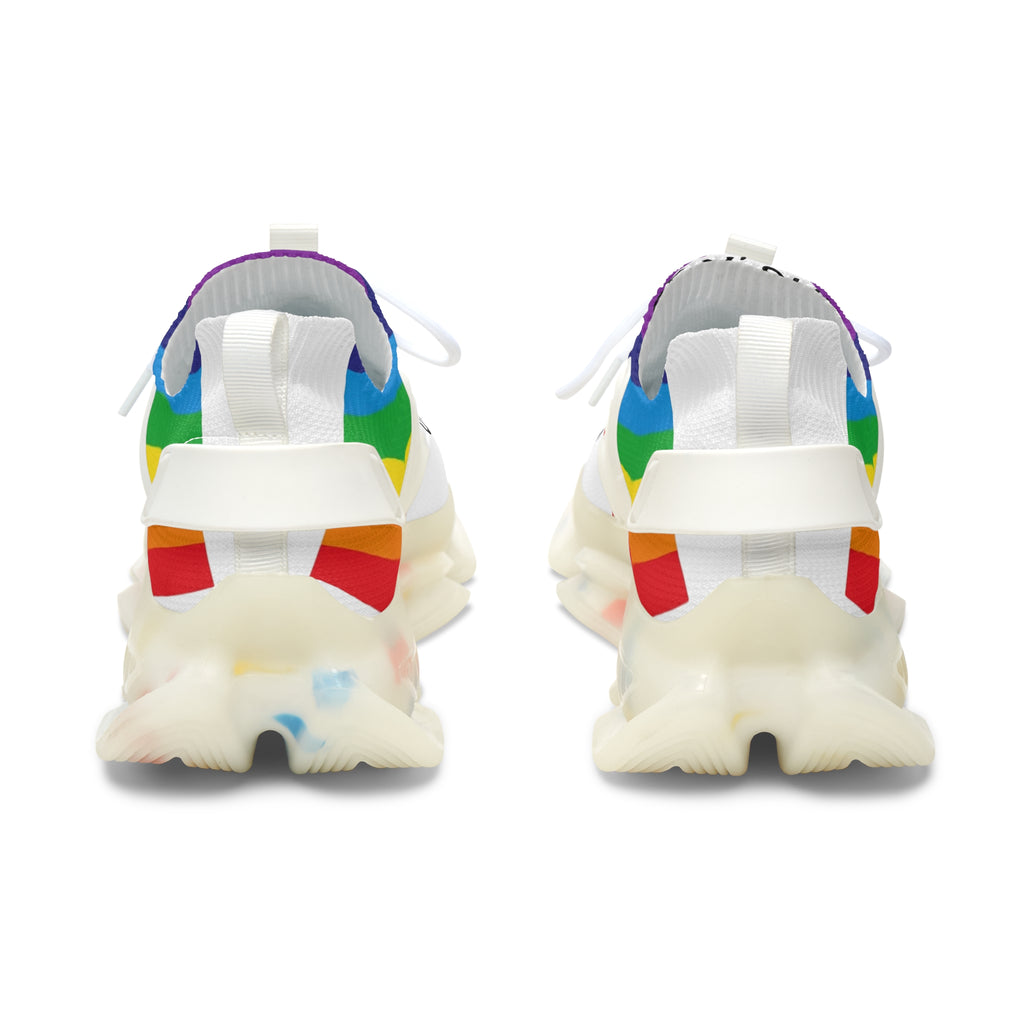 Rainbow Mesh Sneakers — 'WALK' Graphic Women's Athletic Shoes