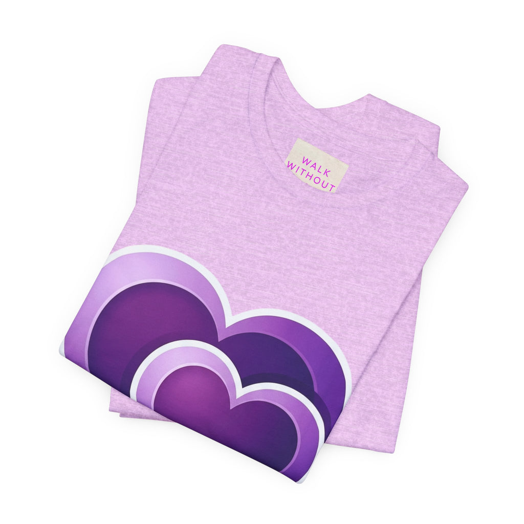 Purple Layered Hearts T-Shirt — Romantic Graphic Tee for Valentine’s Day & Everyday