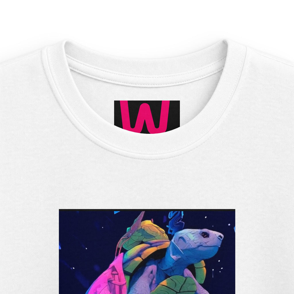 Kids Turtle Skateboard Graphic Tee — Neon Surf Skateboarder Design