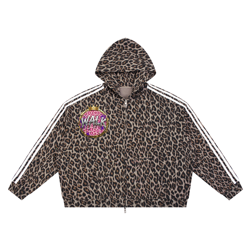 Unisex Leopard Full Zip Hoodie