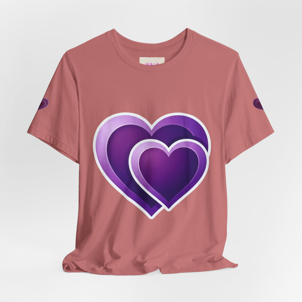 Purple Layered Hearts T-Shirt — Romantic Graphic Tee for Valentine’s Day & Everyday