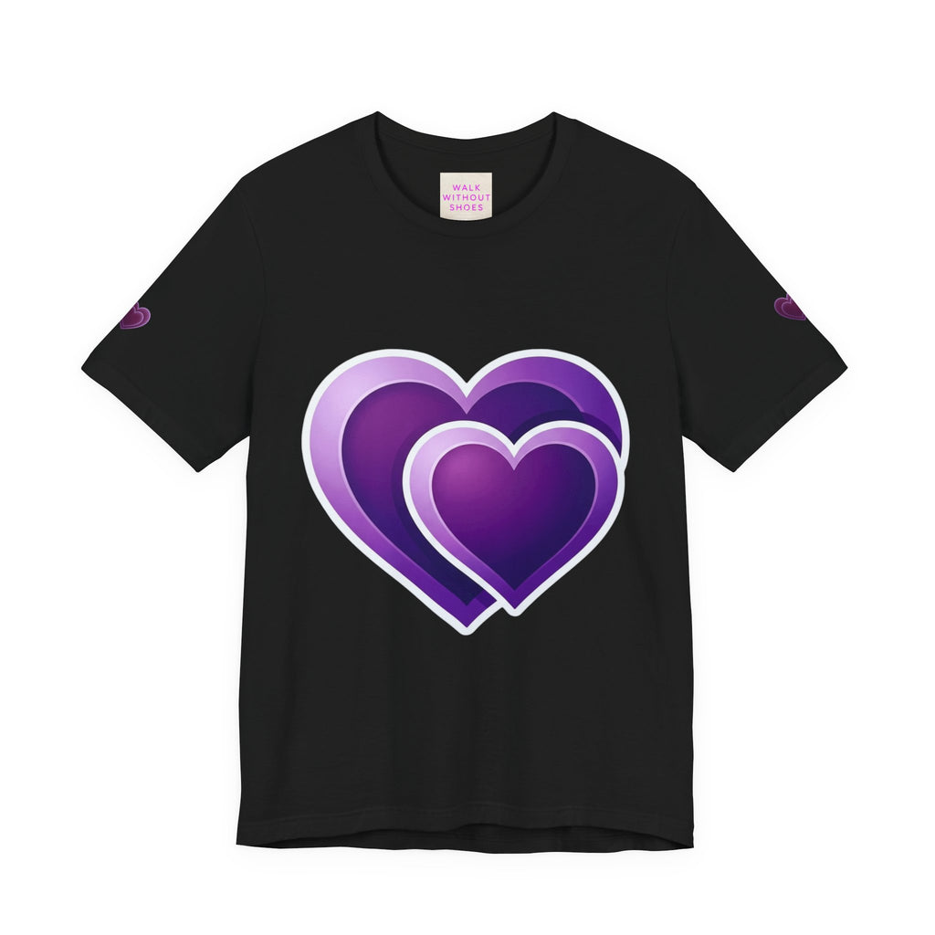 Purple Layered Hearts T-Shirt — Romantic Graphic Tee for Valentine’s Day & Everyday
