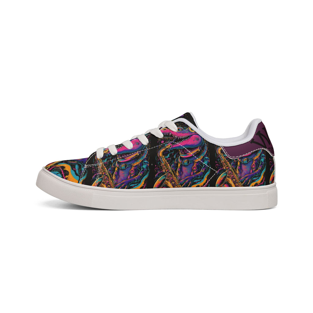 Low-Top Sneakers — Neon Saxophone Musician Print