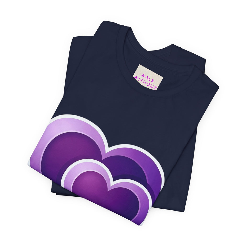 Purple Layered Hearts T-Shirt — Romantic Graphic Tee for Valentine’s Day & Everyday