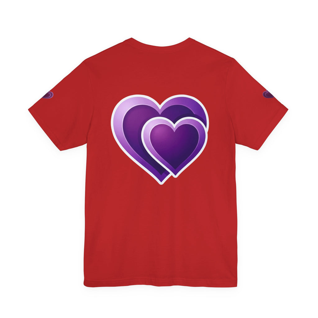 Purple Layered Hearts T-Shirt — Romantic Graphic Tee for Valentine’s Day & Everyday