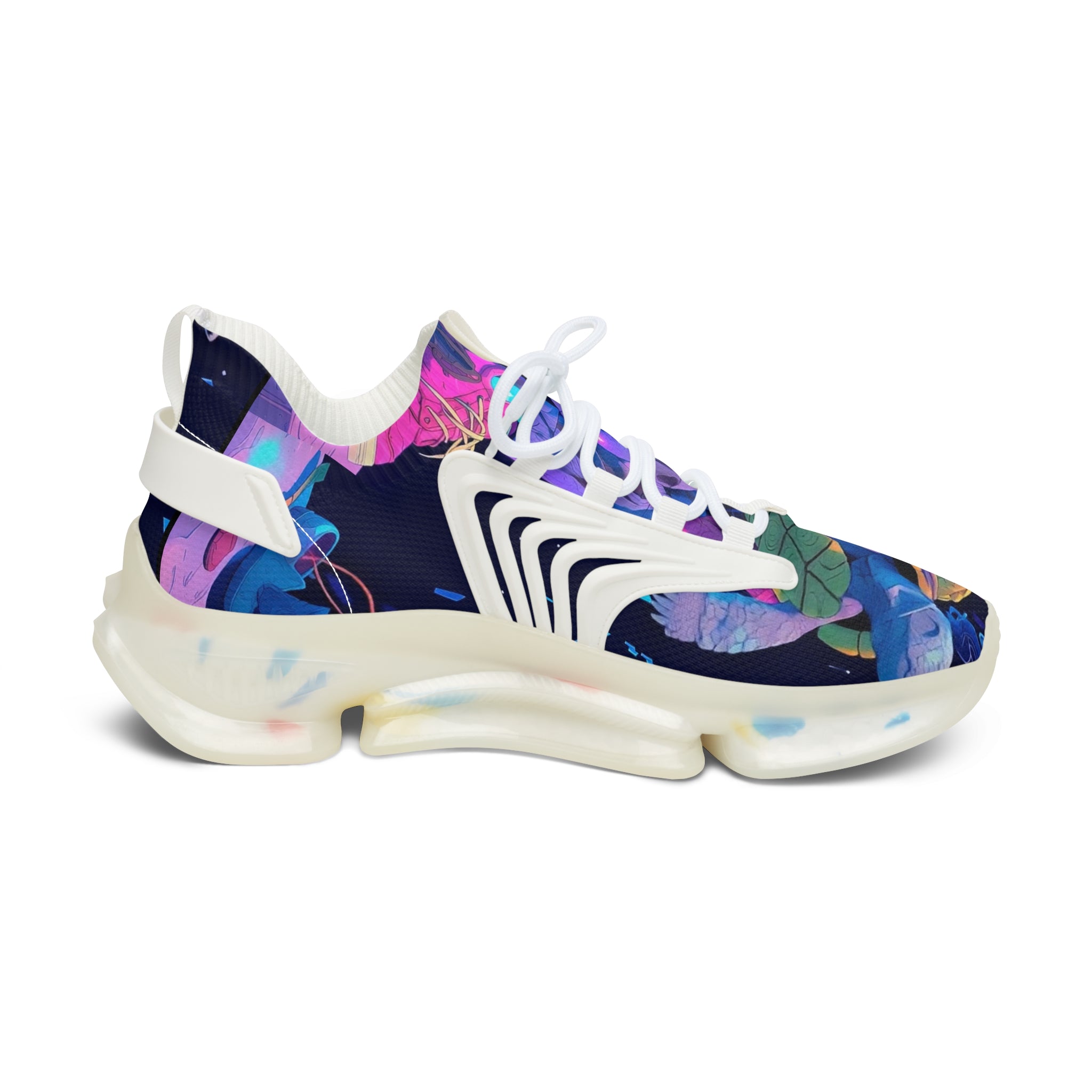 Women’s Mesh Sneakers — Colorful Floral Abstract Athletic Shoes