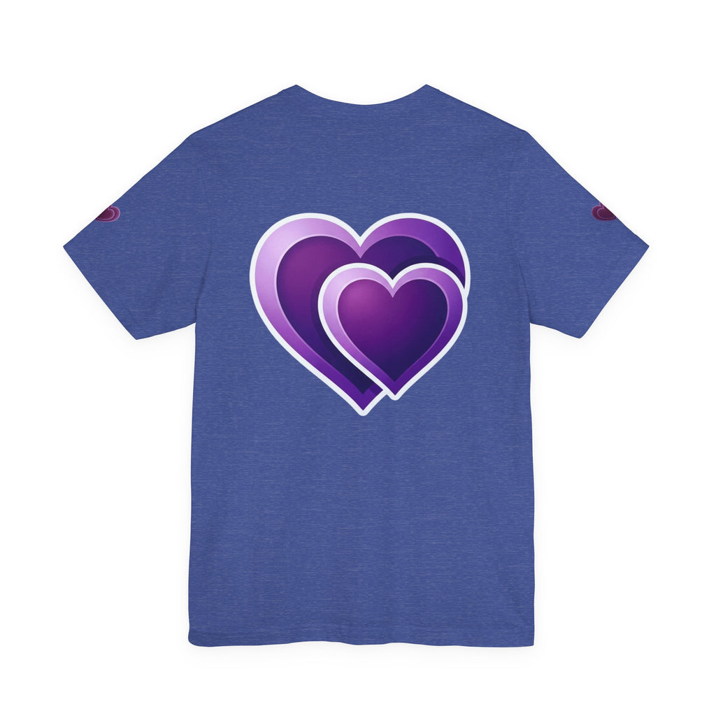 Purple Layered Hearts T-Shirt — Romantic Graphic Tee for Valentine’s Day & Everyday