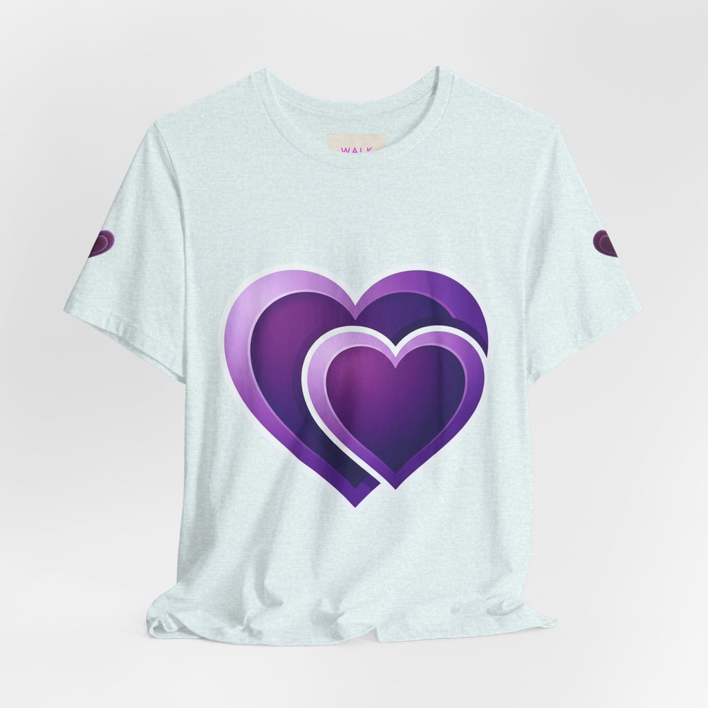 Purple Layered Hearts T-Shirt — Romantic Graphic Tee for Valentine’s Day & Everyday