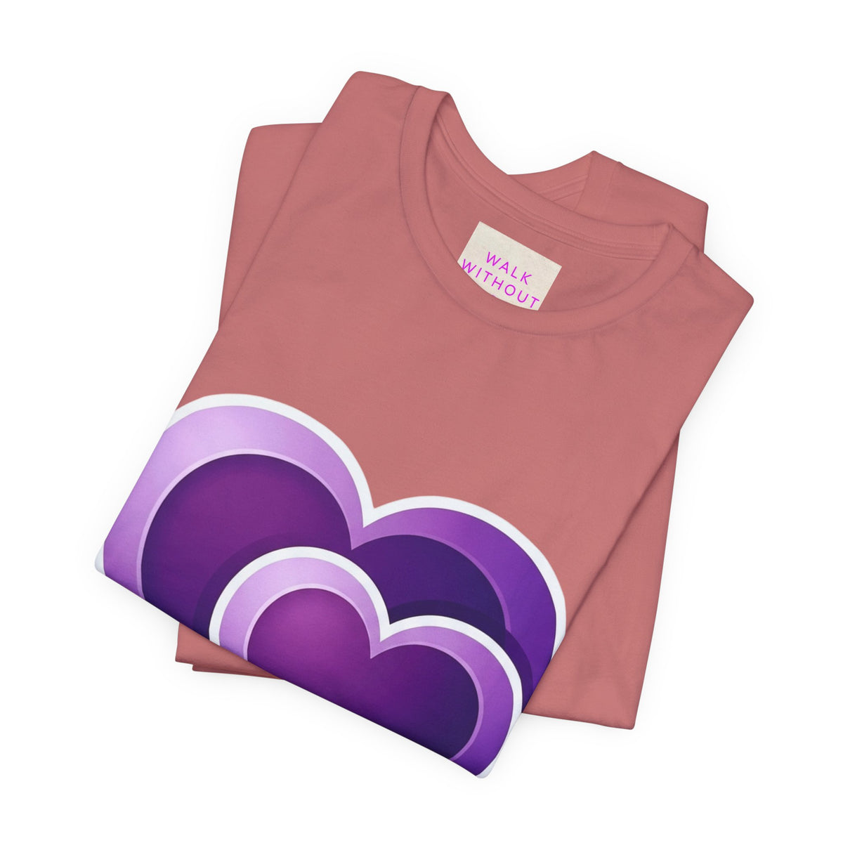 Purple Layered Hearts T-Shirt — Romantic Graphic Tee for Valentine’s Day & Everyday