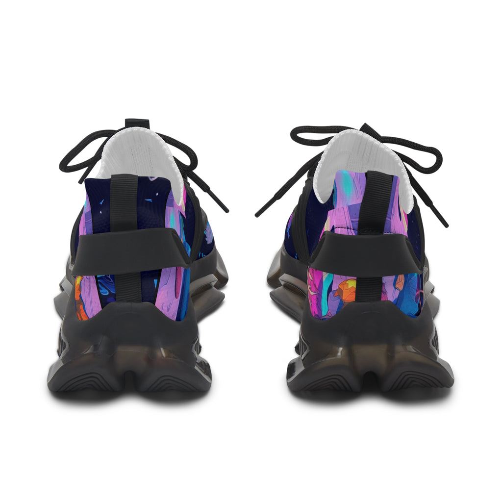 Women’s Mesh Sneakers — Colorful Floral Abstract Athletic Shoes