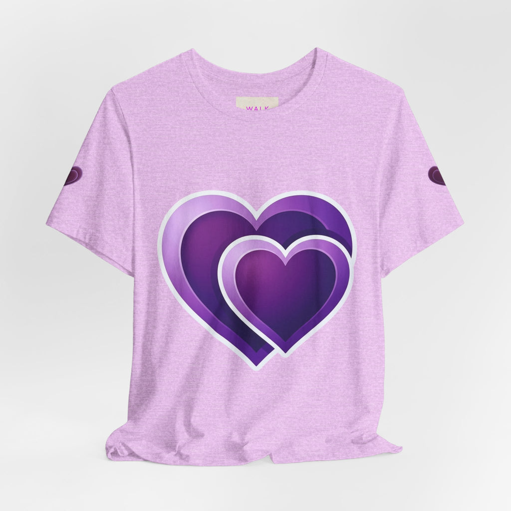Purple Layered Hearts T-Shirt — Romantic Graphic Tee for Valentine’s Day & Everyday