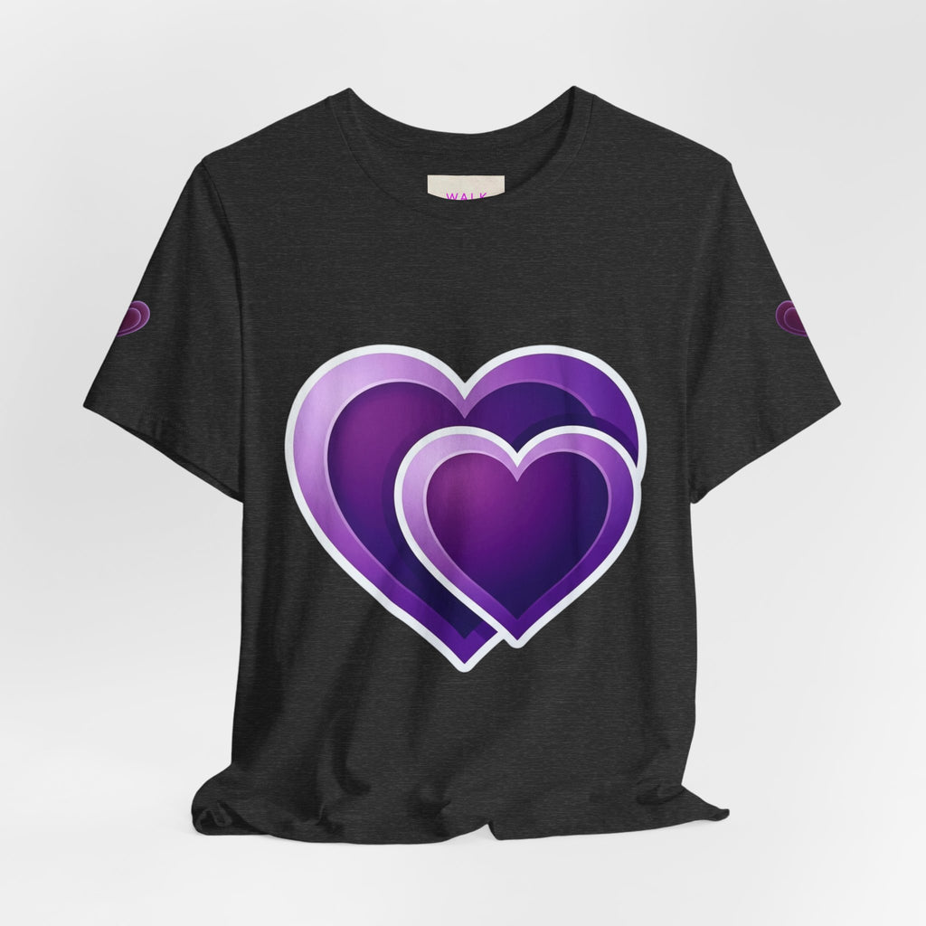 Purple Layered Hearts T-Shirt — Romantic Graphic Tee for Valentine’s Day & Everyday