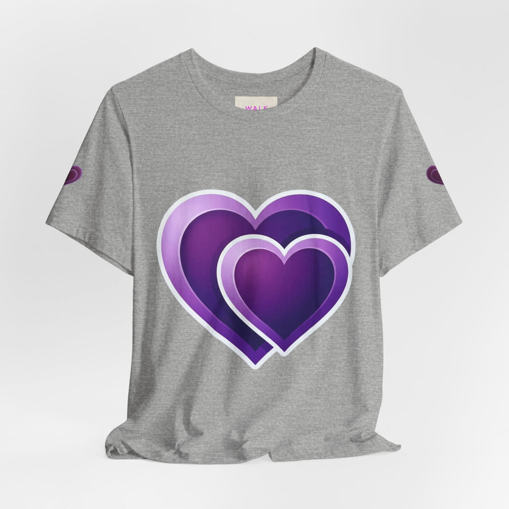 Purple Layered Hearts T-Shirt — Romantic Graphic Tee for Valentine’s Day & Everyday