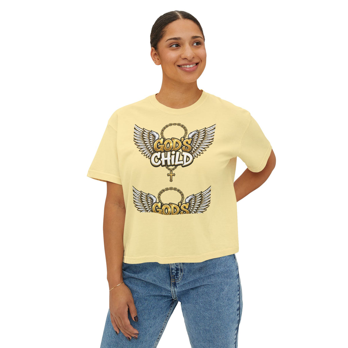God's Child Boxy Tee — Earth & Unity Graphic Women's Shirt