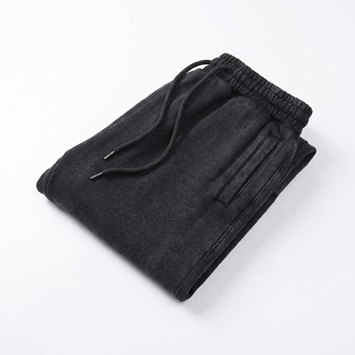 Heavyweight Fleece-Lined Washed Jogger Pants for Men|355GSM DTF