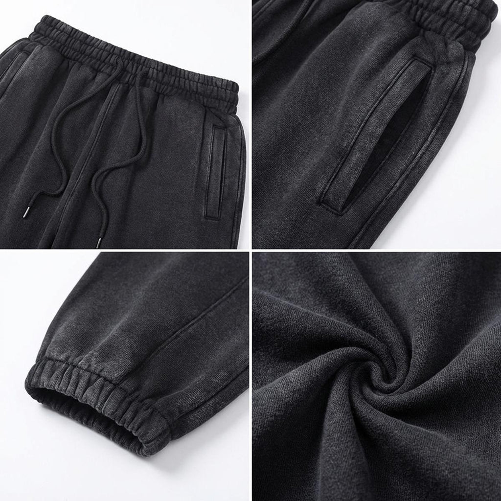 Heavyweight Fleece-Lined Washed Jogger Pants for Men|355GSM DTF