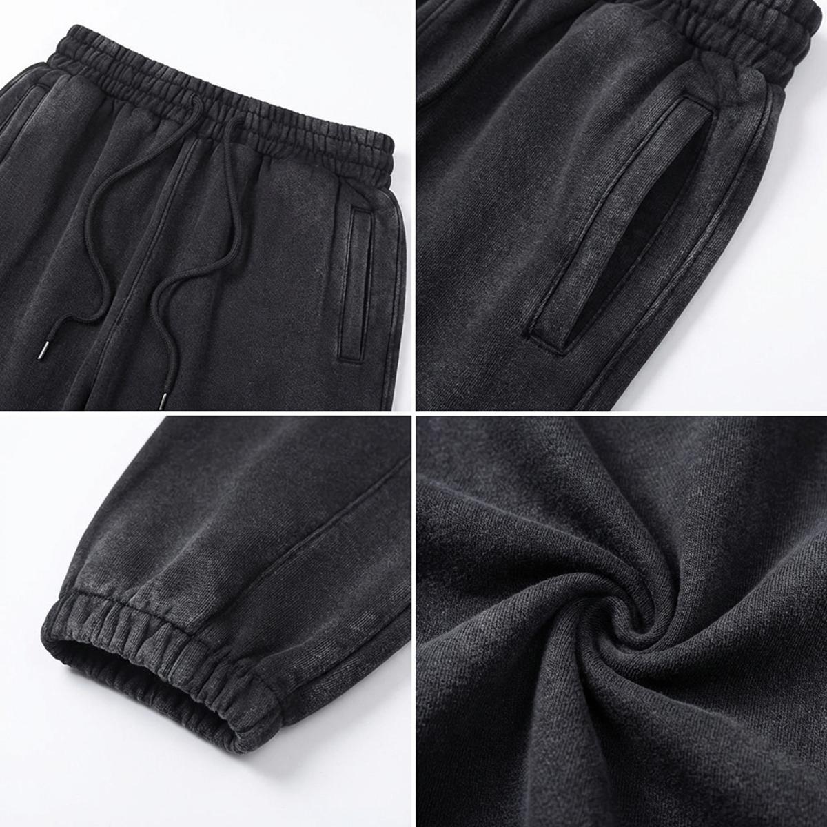 Heavyweight Fleece-Lined Washed Jogger Pants for Men|355GSM DTF