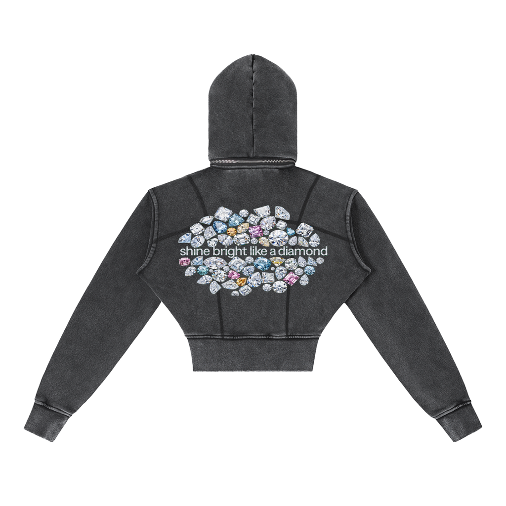 Vintage Washed Cropped Fleece Hoodie