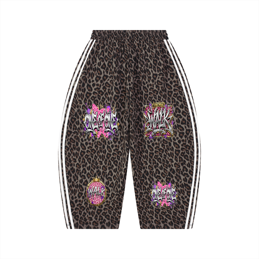 Unisex Leopard Barrel Leg Sweatpants