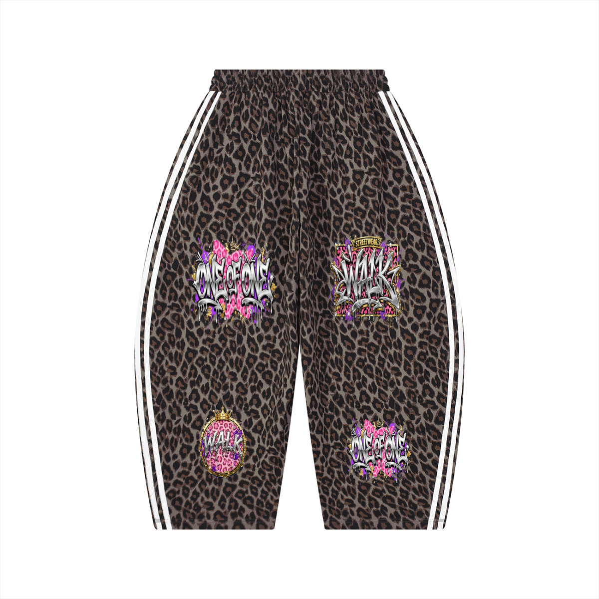 Unisex Leopard Barrel Leg Sweatpants