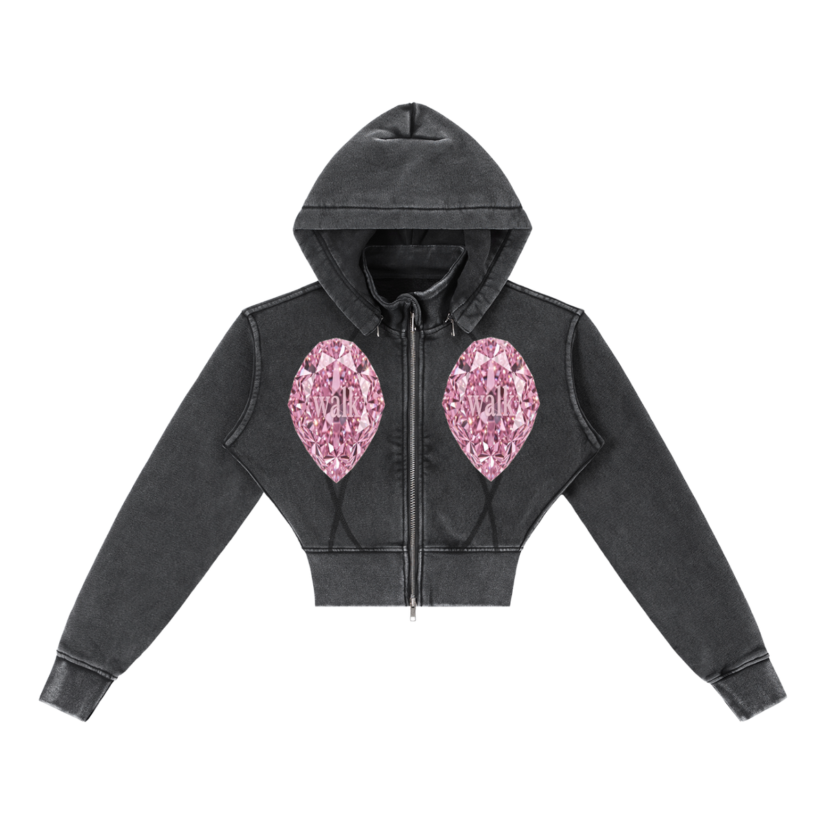 Vintage Washed Cropped Fleece Hoodie