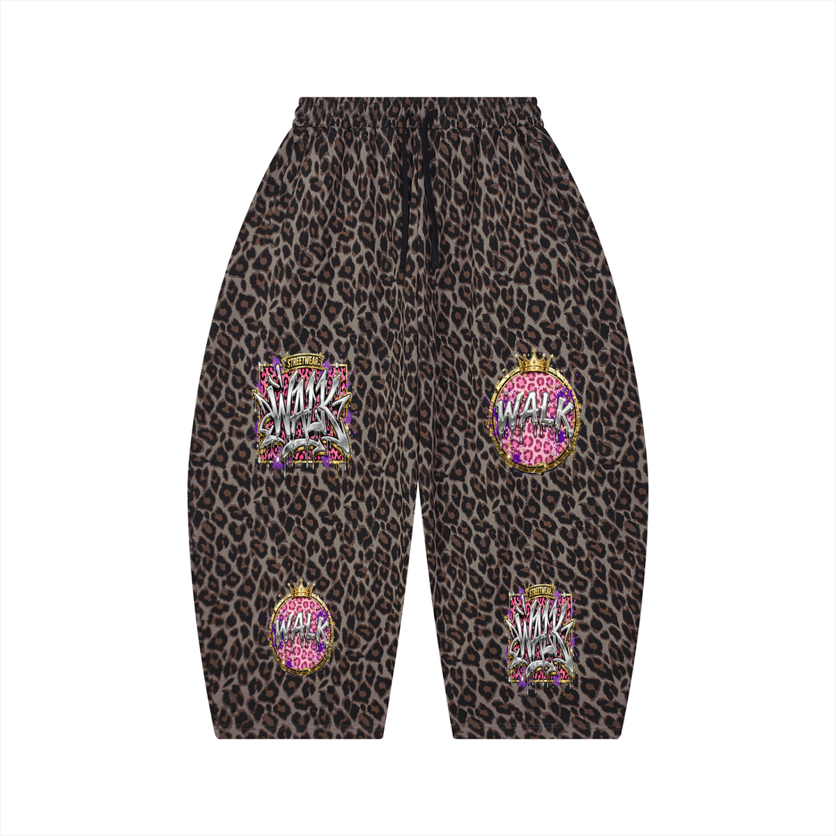 Unisex Leopard Barrel Leg Sweatpants