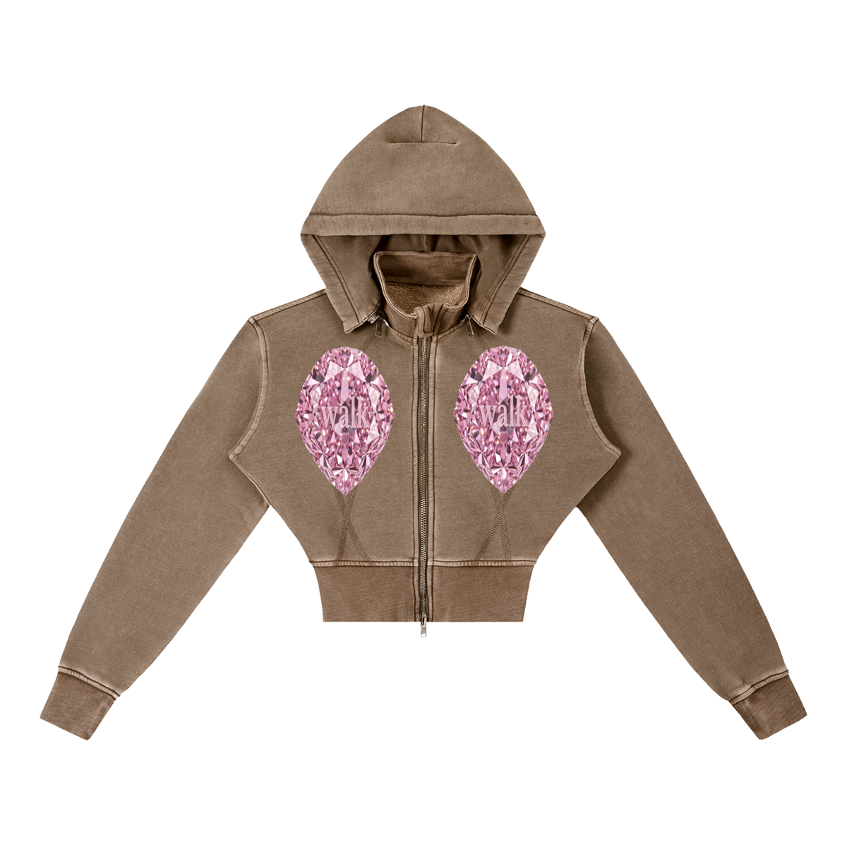 Vintage Washed Cropped Fleece Hoodie