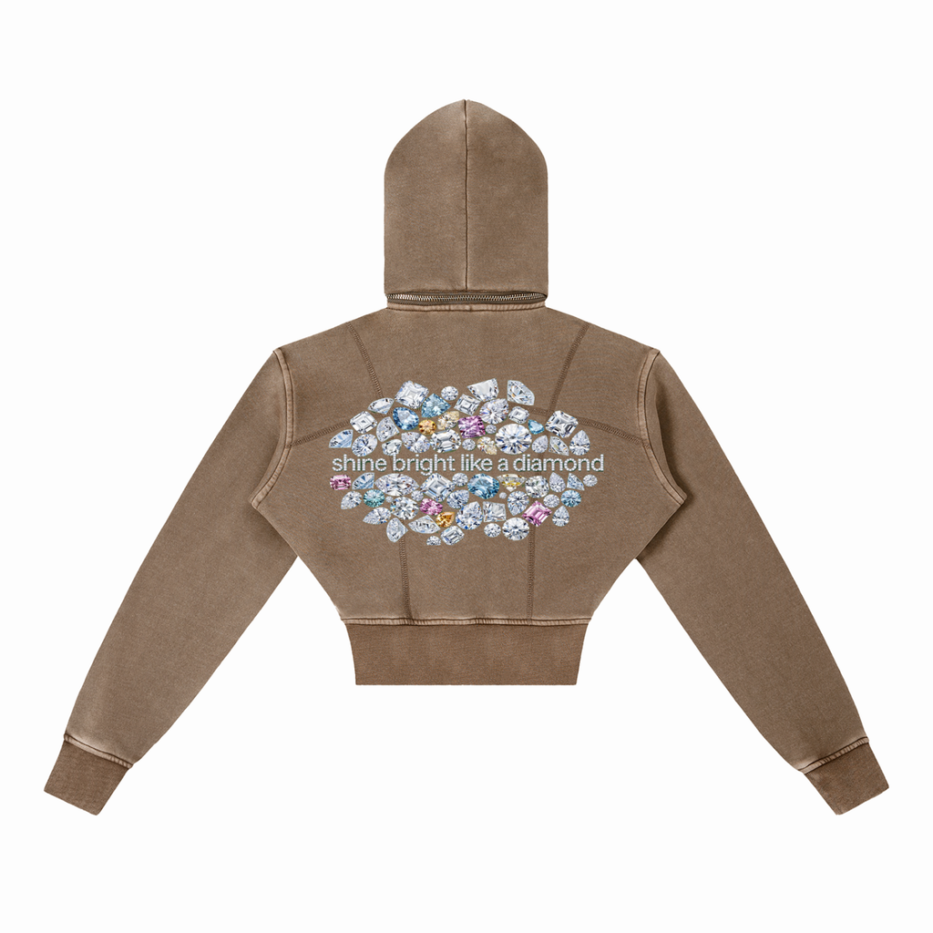 Vintage Washed Cropped Fleece Hoodie